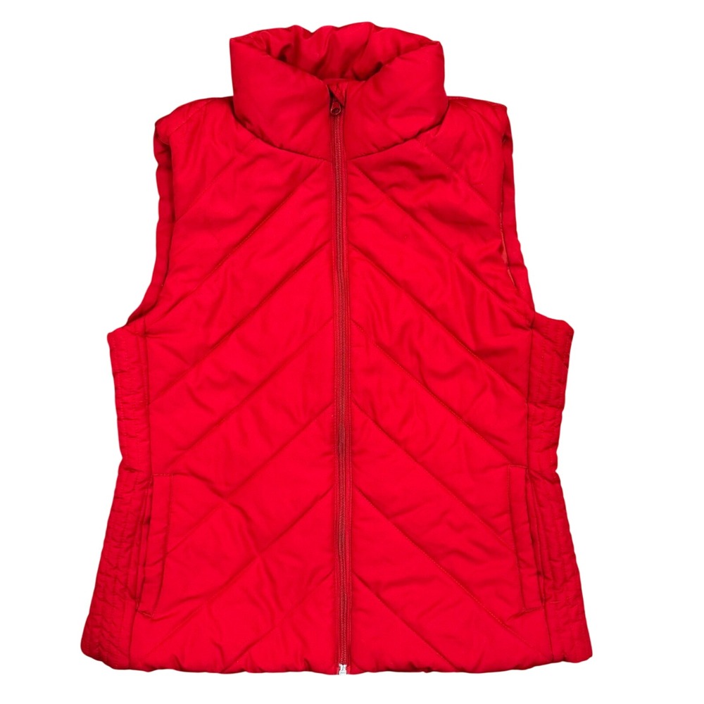 New York & Company Red Quilted Sleeveless Zip Up Vest Size‎ Medium